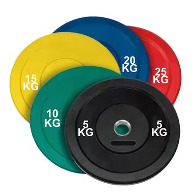 Good price Black/Red/Green/Blue/Yellow/White/Grey Rubber Plate Weights with 60-70 ShoreA Hardness for Weightlifting Enthusiasts online